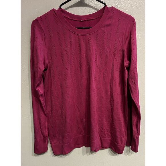 Lululemon Top 4 Swiftly Breathe Long Sleeve Fetching Lines Ripened Raspberry - Picture 1 of 7